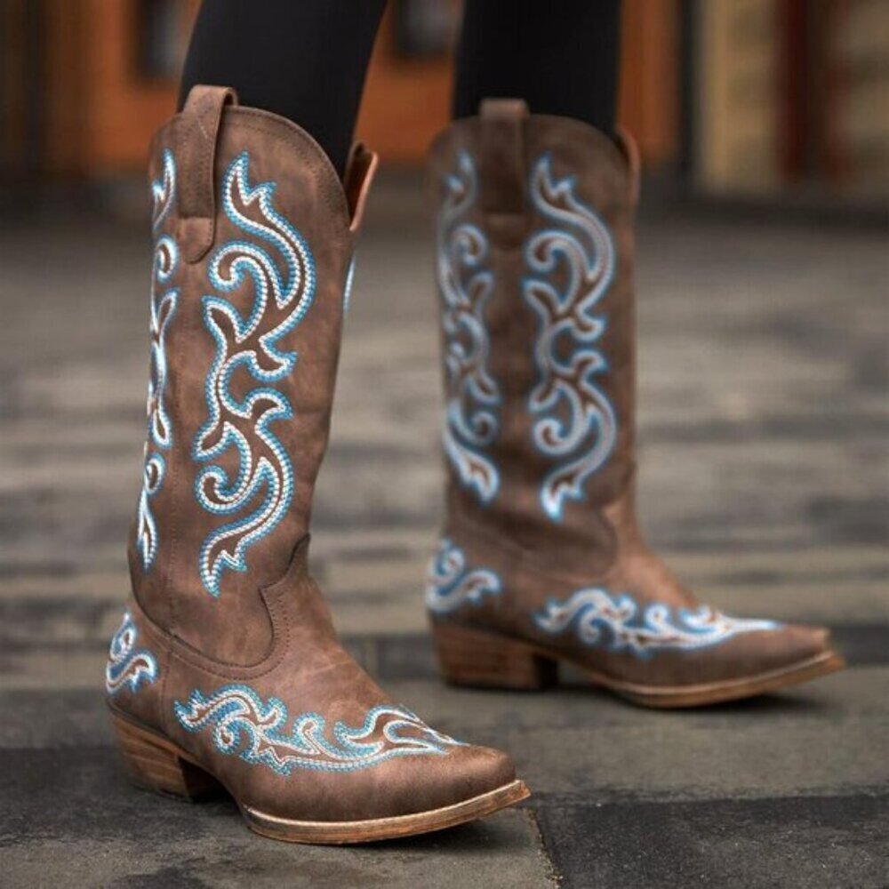⭐ HISEA Rollda Women's Cowboy Boots | Snip Toe Western Cowgirl Boots - Picture 2 of 7
